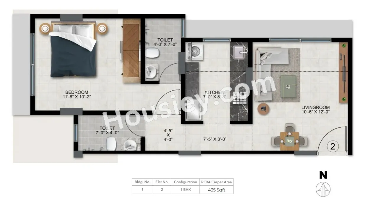 Ace Aristo Unit plan - 435 sq.ft.
